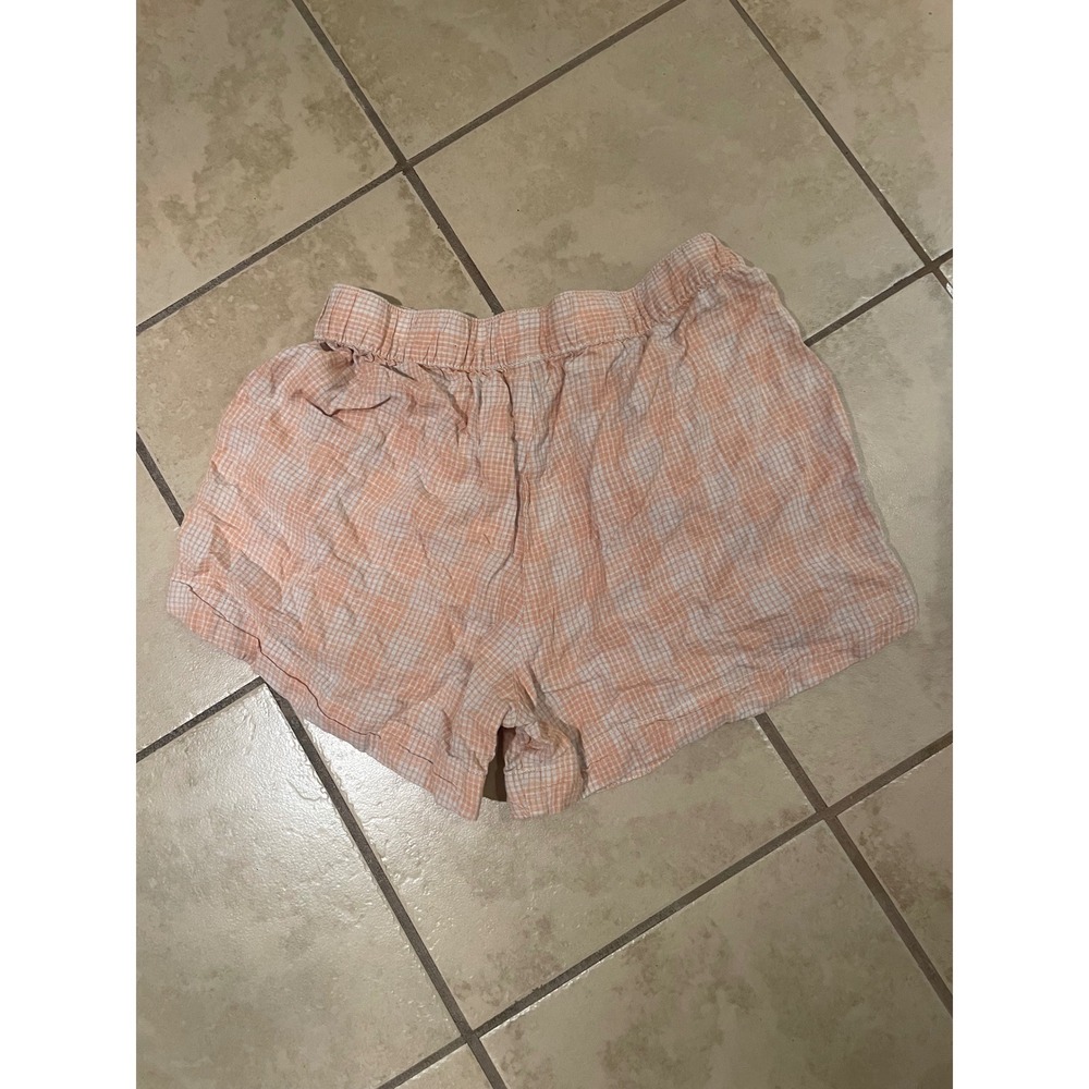 Patagonia Island Hemp Shorts Womens Medium Orange White Gingham Plaid Elastic - Picture 3 of 3